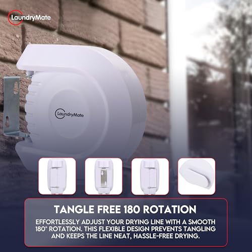 Laundry Mate Retractable Washing Line – 15M Clothes Line Heavy Duty | Durable PVC with Single Cable | Extendable Wall-Mounted Washing Line for Indoor & Outdoor Use - Image 5