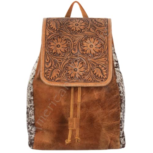 American Darling Hand Carved Leather Backpack Womens Mens Instant Vintage Backpacks Purse Men laptop Bookbags Cow Hide on