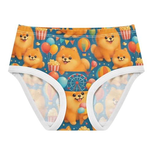Joisal Cute Pomeranian Dogs Party Panties Little Girl Girls Underwear Toddlers Cotton Bright Kids Briefs Undies 2t