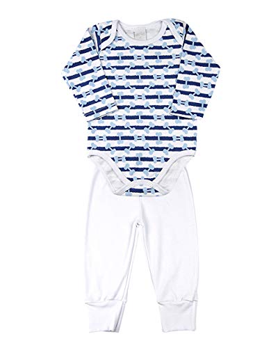 Conjunto Bebê Suedine Liso e Estampado 2 Peças - Azul P
