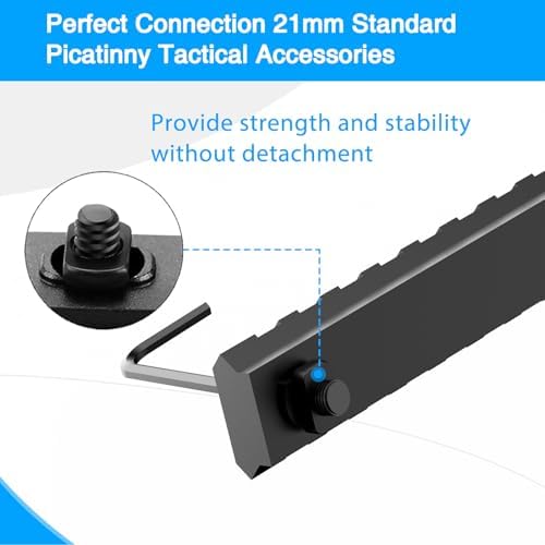 Ltnsimy Mlock Picatinny Rail Set, Aluminum Airsoft Rail Accessory, 3 5 7 9 11 13 Slots with 13 T-Nuts & Screws, 3 Wrench-Rounded Corner - 5
