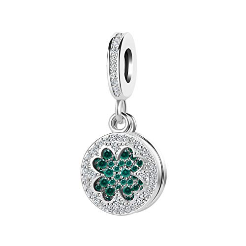 Charm de trébol de cuatro hojas compatible con pulseras y colgantes