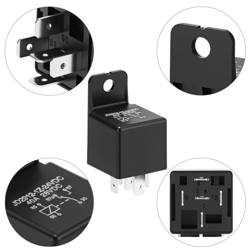 QWORK Motor Relay 5 Pin 24V 40A, Automotive Relay, 5 Pack Vehicle Relays Switch Power for Trunk Pop, Remote Start, and Lighting