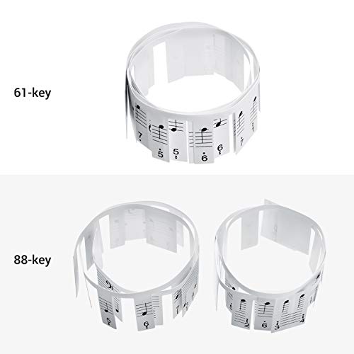 Tabela de notas de piano com 88 teclas, adesivos de teclado de piano removíveis, antiaderentes, com