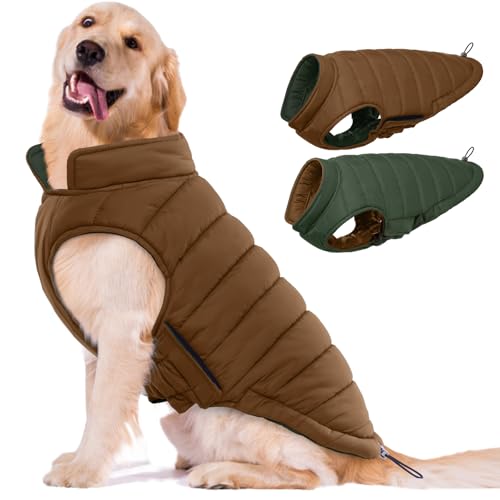 Image of Lelepet Reversible Dog Coat Windproof Dog Jacket Lightweight Puffer Vest