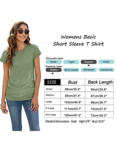 Sherosa Tshirts Shirts For Women Crewneck Cap Sleeve Tops Loose Fit Pink L #TOP5