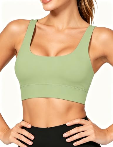 Image of Sports Bras for Women, Light Support Push Up Sport Bra Workout Built in Bra Scoop Neck U Back Yoga Sports Bra