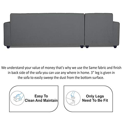 Image of Adorn India Rio Highback L Shape 6 Seater Sofa Set (Left Hand Side) (Grey) (3 Year Warranty)