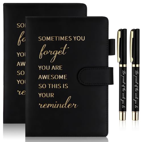 Augenstern 4 Pack Employee Appreciation Gifts Set Inspirational A5 Leather Notebooks Motivational Pens Coworker Thank You Gifts for Colleagues Employees Staff Nurse Teacher Team Gift