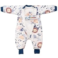 TURMIN 2.5 Tog Baby Sleeping Bag with Legs & Arms Removable Long Sleeves Sleepsuit Cotton Winter Toddler Sleep Sack with Feet Toddler Sleeping Bag with Foldable Foot Cover for 1-2 2-3 Years Boy Girl