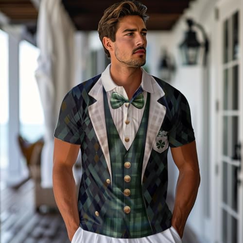 Irish Golf Polo Shirts for Men - St Patricks Day Mens Golf Shirts Short Sleeve Fit Tennis T-Shirt HN033