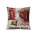 Inzopo Housse de Coussin en Lin d'Imprimé de Londre 45 * 45cm Décor Maison - Cabine Téléphonique #1 Cabine Téléphonique #1