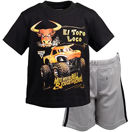Image of Monster Jam Boys' Athletic 2-Piece T-Shirt and Shorts Set Toddler to Big Kid