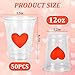 AimFun 50Pcs Valentine's Day Plastic Cups Red Heart Party Cups 12oz Clear Heart Disposable Drinking Cups for Valentines Wedding Galentine's Day Anniversary Party Supplies