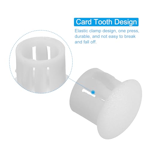 Image of PATIKIL Hole Plugs Plastic, 100 Pcs 10mm(3 /8 inch) Screw Bumper Hole Plug Flush Snap Type Round Hole Cover Caps for Round Holes Cabinet Furniture Kitchen, White