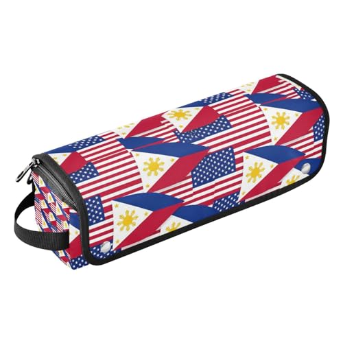 Bolsa de viaje para herramientas de cabello y tapete resistente al calor, organizador grande para planchas, rizadores y secadores, con diseño de bandera de USA y Filipinas, para mujeres
