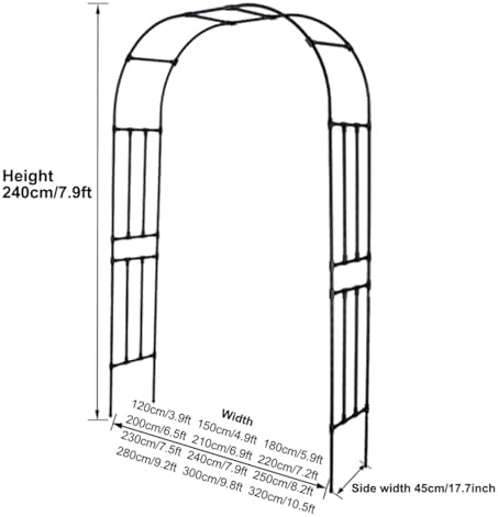 Climbing Plants Support Rack Garden Arches and Arbors Balloon Arch Frame Backdrop Stand Galvanized Steel Pipe Plastic Coating Garden Pergola Arch(Black,220X240cm(WXH))