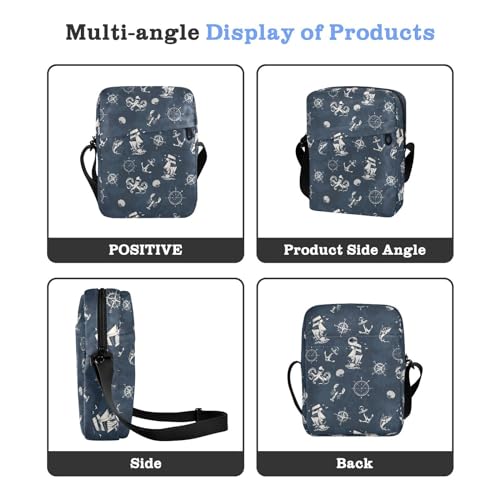 Vintage Marine Compass Octopus Small Crossbody Bag for Men Women Mini Messenger Bag Shoulder Handbag With Adjustable Straps4
