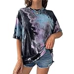 Remidoo Women's Casual Oversized T Shirt Short Sleeve Graphic Tee Letter Tie Dye Shirts
