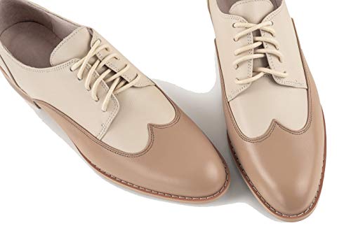 U-Lite Womens Pointed-Toe Wintip Brouge Oxford Shoes Open-Vamp Vintage Shoes Brown7 #TOP3