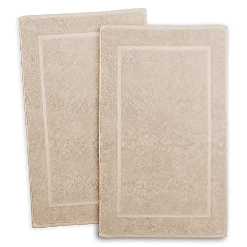 Image of Hearth & Harbor Bath Mat Towels - 100% Ring Spun Cotton Luxury Bath Mat Floor Towels - Ultra Soft & Highly Absorbent Bath Towels Set of 4 - Cream