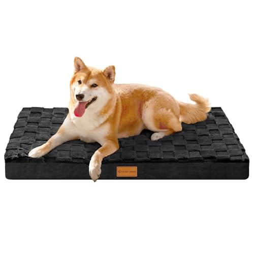 Patas Lague Orthopedic Dog Bed Washable Pet Crate Mat 30''X20'' Black