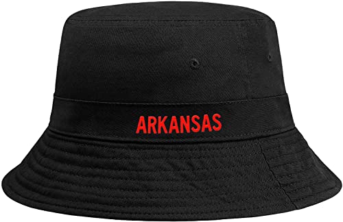 Daxton USA Cities Bucket Hat Cap Fisherman Headwear Cap, Arkansas Black Red
