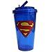 Silver Buffalo SP0284 DC Comics Superman Logo Plastic Cold Cup with Flip Straw, 16-Ounces