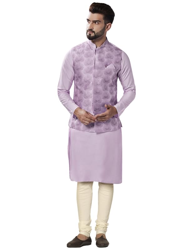 Kurta Churidar lavande avec veste pour homme taille 38 style indien