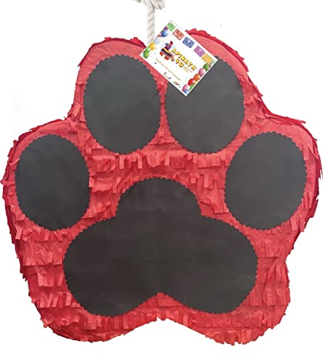 APINATA4U Red & Black Paw Print Pinata Dog Paw Pinata Puppy Birthday