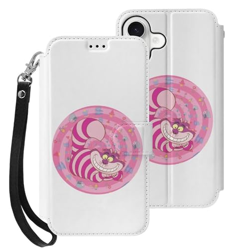 iPhone17用ケース 手帳型 不思議の国のアリス チェシャ猫 アイフォン17ケース 手帳型 財布型 スマホケース 軽量 おしゃれ カード収納 スタンド機能 ストラップ付き 携帯カバー いPhone17用カバー