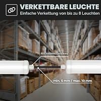 HOFTRONIC - 12er Pack LED Feuchtraumleuchte 150cm IP65-48W 5760 Lumen - 6500K Tageslichtweiß - Verknüpfbar - Kellerleuchte, Nassraumleuchte - Feuchtraum Wannenleuchte – Ansicht 4
