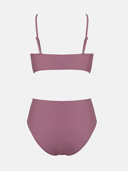 CUPSHE Femme Bikini Torsadé Taille Haute Ensemble Bikini Col V Élégant Maillots de Bain 2 Pièces - 5