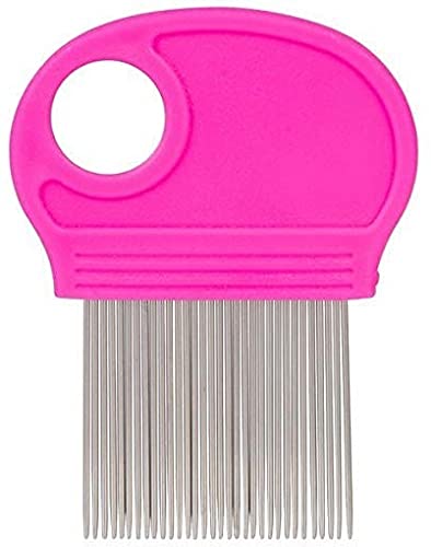 AlexvyanMetal Teeth| Stainless Steel| Plastic Handle | Magnifier Lens | Head Lice| Nit & Egg| Easy To Use| Reusable Comb For School Kids & Women (Pink)