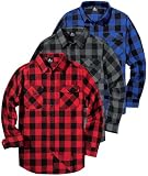 ZITY Lot De 3 Chemises en Flanelle À Carreaux pour Hommes, Manches Longues, Chemise De Bûcheron en Coton Boutonnée, Chaudes, Loisirs, Coupe Régulière, Chemise À Carreaux avec Poche Poitrine