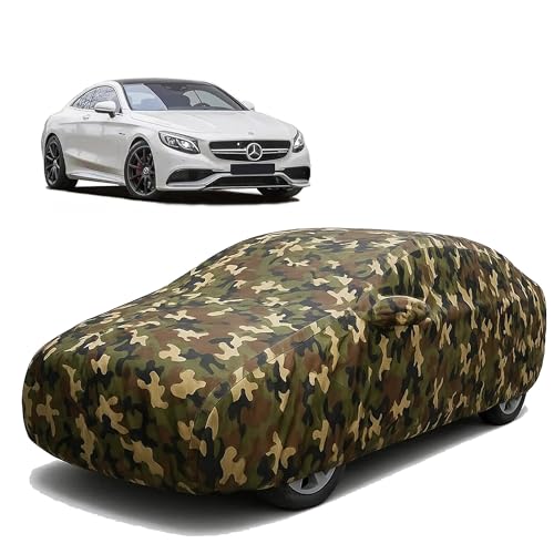 Image of Sulfar 100% Waterproof Car Body Cover Compatible with Mirror for Mercedes Benz S500 with Long Lasting Durable Material (Triple Stitched, Full Bottom Elastic, Camouflage Army)