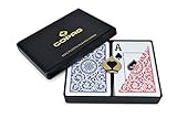 Copag 1546 Design 100% Plastic Playing Cards, Bridge Size Jumbo Index Red/Blue Double Deck Set