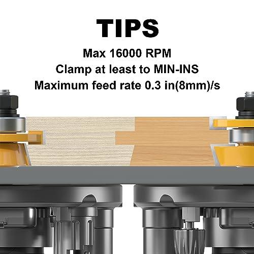 Image of 2PCS Shaker Style Rail and Stile Router Bits Set 1 /4 Inch Shank, 3 /8 Inch Cutting Depth, Up to 7 /8 Inch Stock, Kitchen Cabinet Door Frame Shaper Cutters Raise Panel Making Router Bit Set