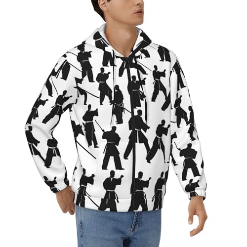 Sweat martial homme avec cordon et zip veste décontractée