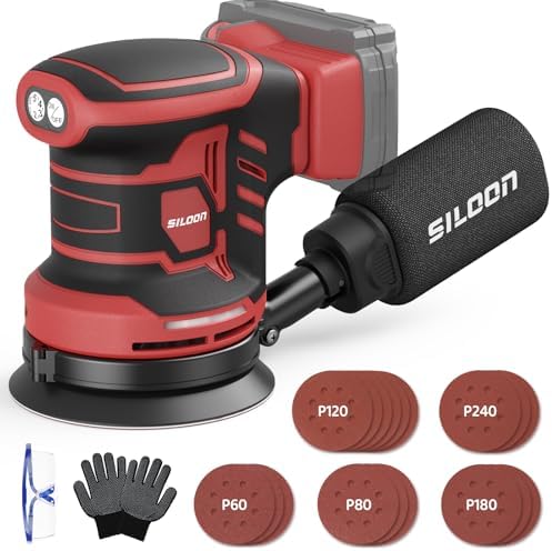 Cordless Random Orbital Sander Compatible for Mik 18V Max, 5-Inch Brushless Electric Palm Sander with 19000 RPM & Dust Collector, 6 Variable Speed, 18 Pcs Sandpaper for Sanding (No Battery)