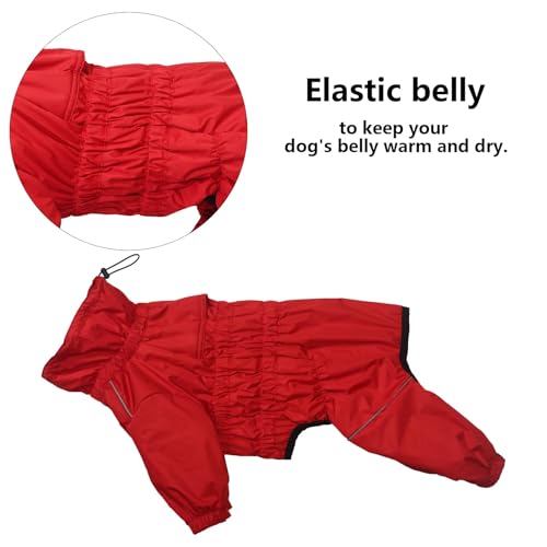 babepet Hunde Wintermantel 1/2 Hosenanzug mit Beinen, Wasserdicht Regendicht Hund Jumpsuit mit Fleece Futter, Winddicht, reflektierend, für Kleine und mittelgroße Hunde-Rot-M