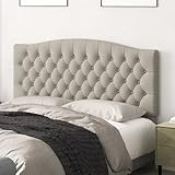 Befurtori Queen Headboard Only, Upholstered Head Board for Adjustable Bed Velvet Tufted Queen/Full Size Wall Mounted Headboard with Solid Wood Legs Head Board, Taupe