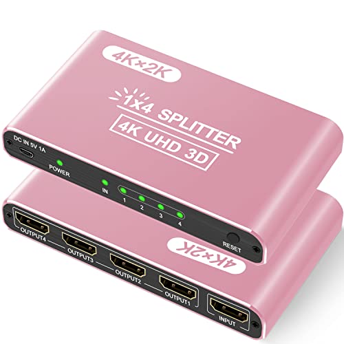 HDMI 分配器 1入力4出力 HDMI スプリッター 自動切替 4Kx2K/1080P解像度 4画面同時出力 3D視覚効果 金メッキポート搭載 4ポートに対応 アルミ合金製本体 熱放散が速く 耐久性がいい HDMI 分配器 HDTV/Xbox/PS3&P