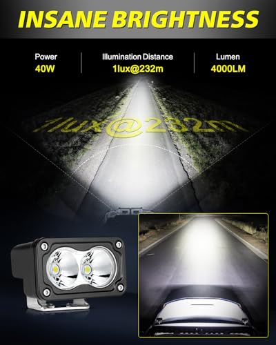 Image of 3 inch 40W CREE LED Pods with Wiring Harness & Black Covers - Spot