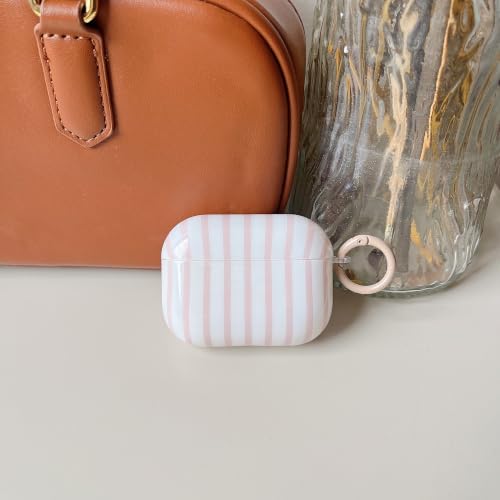 Image of MINSCOSE for AirPods Pro 3rd Generation Case (2025),Cute Striped Aesthetic Pattern Design with Trendy Keychain Ring,Soft TPU Protective Shockproof Cover with Cleaner Kit for Airpods Pro 3-Khaki