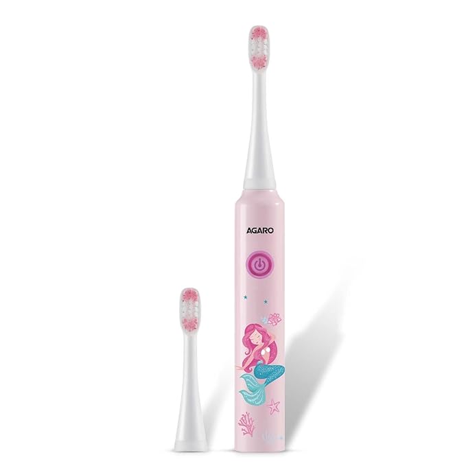AGARO Rex Dlx Sonic AA Battery Electric Toothbrush For Kids With 6 Brushing Modes, 2 Interchangeable Brush Heads, Soft Nylon Bristles, Power Toothbrush, AA Battery, Pink at Rs. 399