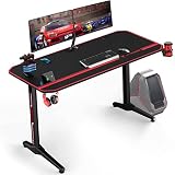 VITESSE Ergonomic Gaming Desk 55 Inch, T Shaped Office PC Computer Desk with Full Desk Mouse Pad, Ga