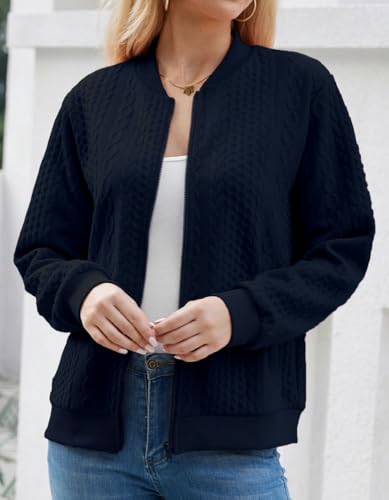 Image of Larmliss Women's Zip Up Cardigan Sweater Hoodies Long Sleeve Jacket Crewneck Casual Outerwear Spring Fall Trendy Coat Outfits