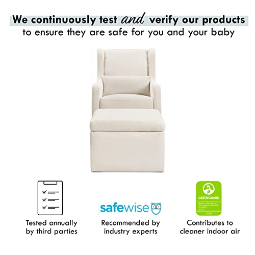 Carter's By Davinci Adrian Swivel Glider With Storage Ottoman In Performance Cream Linen, Water Repellent And Stain Resistant, Greenguard Gold & Certipur-Us Certified #TOP5
