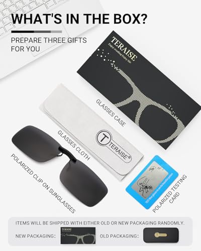 Image of TERAISE Polarized Clip on Sunglasses Over Prescription Glasses Anti-Glare UV400 for Men Women Driving Travelling Outdoor